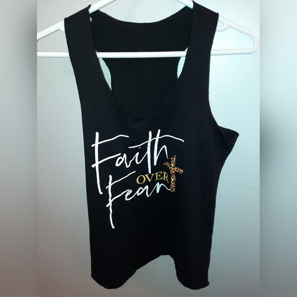 Faith over fear black tank top - Picture 3 of 8